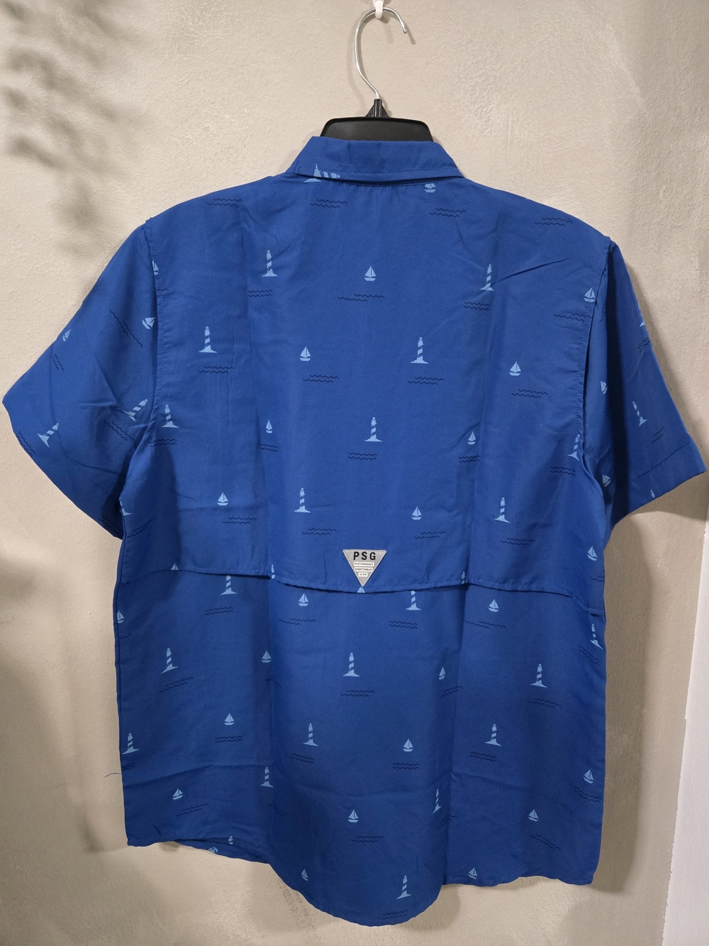 Blue Short-Sleeve Printed Men's Shirt